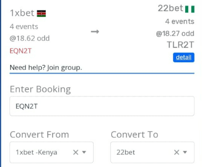 How to Convert 1xBet Booking Code to 22Bet