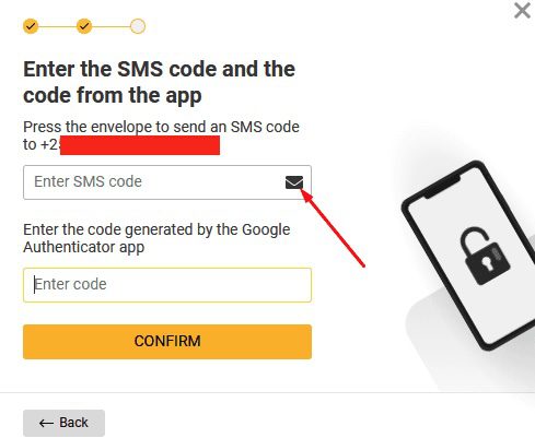 entering sms code and authenticator code on melbet