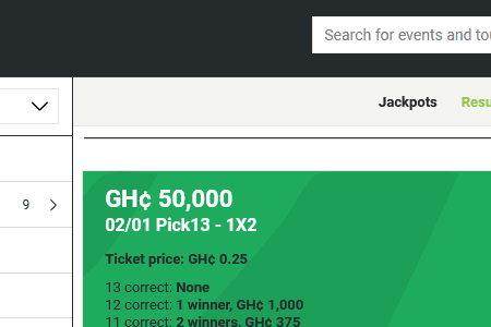 Betpawa Ghana jackpot/Pick 13