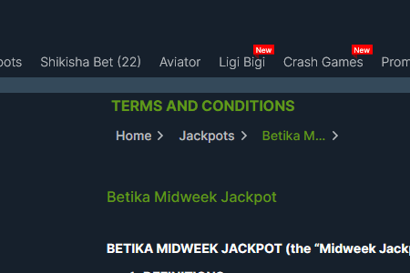 List of Terms and Conditions of Betika Midweek Jackpot